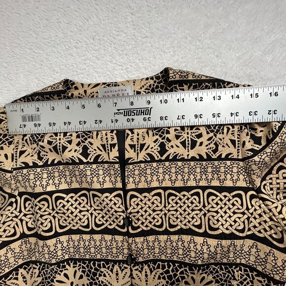 Adrianna Papell Womens Black Beige Silk Button Front Jacket Abstract Floral Sz 8 - Picture 6 of 8